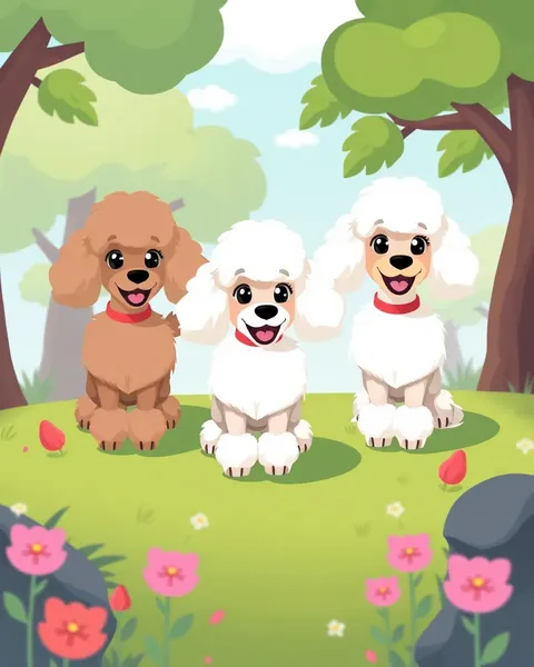 Les poodles sous forme de cartoon