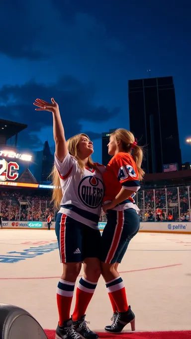 Les seins encouragent les Oilers de Edmonton au hockey