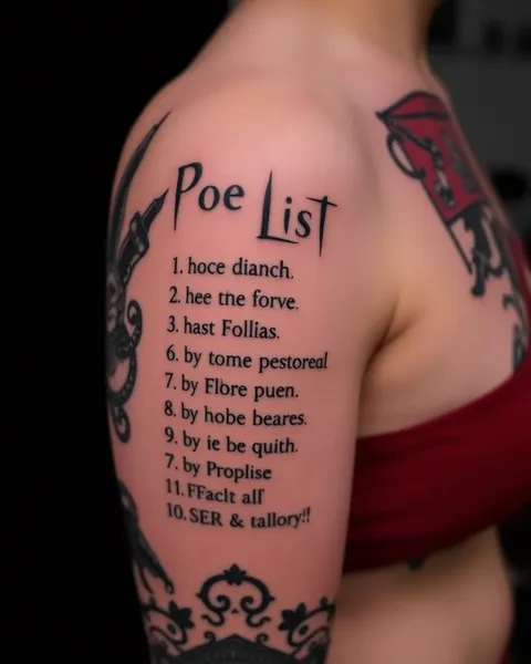 Liste de tatouage de Poe : symboles et images iconiques pour l'encre