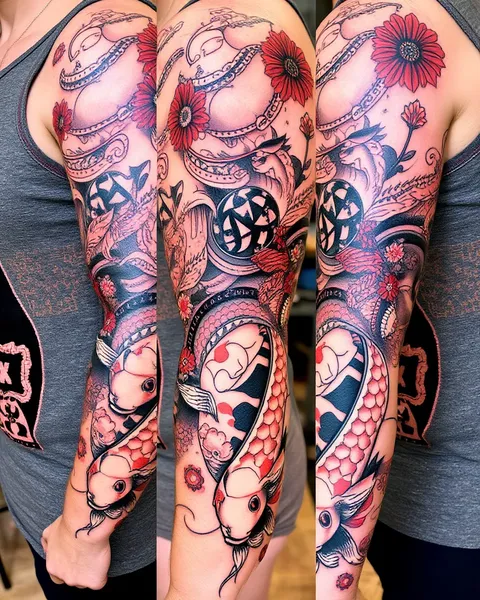 Manchon de tatouage de carpe de koi : un design d'art corporel unique