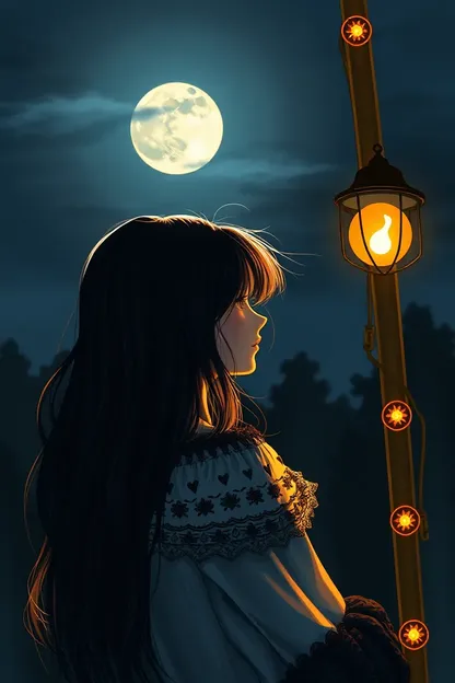 Moments magiques avec une fille sous la lumière de la lune