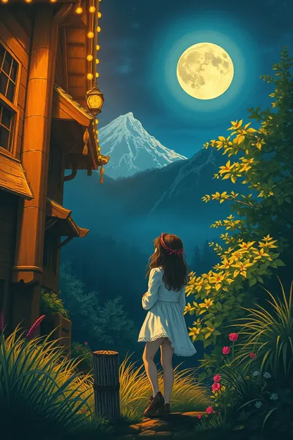 Nuit enchantée avec une fille sous la lumière de la lune