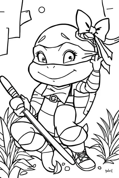 Pages de coloriage de Tortue Ninja Girl pour expression créative