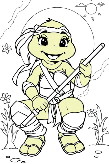 Pages de coloriage de la Tortue Ninja fille pour les enfants créativité