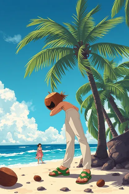 Papier peint de la fille au coco : un design de paradis tropical