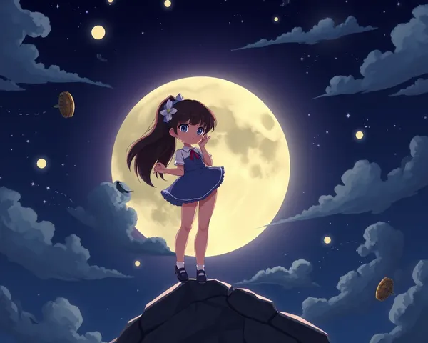 Paysage céleste magique de Luna Morada : Illustration animée PNG