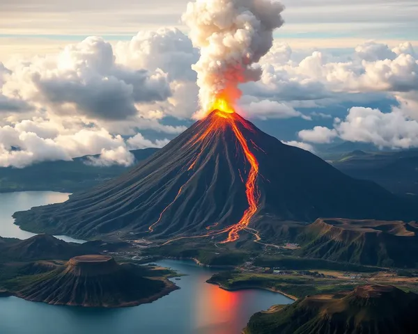 Paysage de volcan en format PNG uniquement