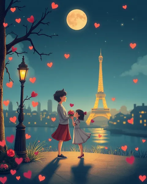 Photo de dessin animé capturant des moments d'amour whimsical