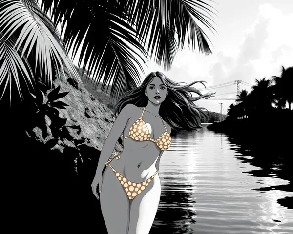 Photo de fille en bikini noir PNG trouvée