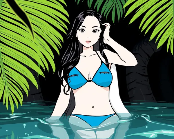 Photo de fille en bikini noir PNG trouvée