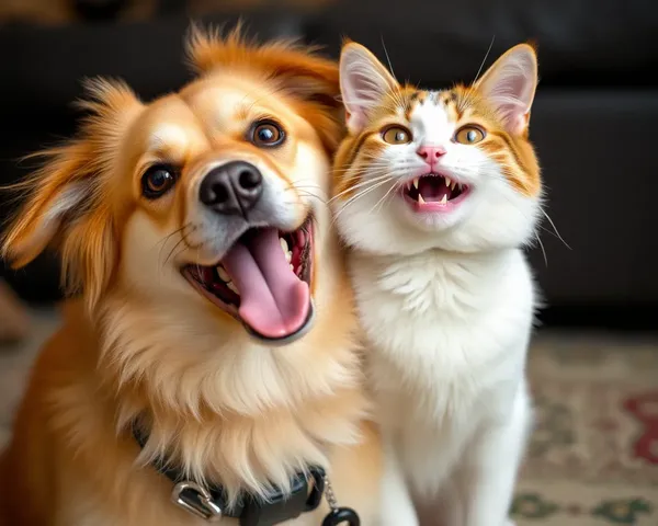 Photos amusantes de chiens et de chats s'amuseant