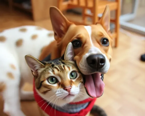 Photos comiques de chiens et de chats interagissant