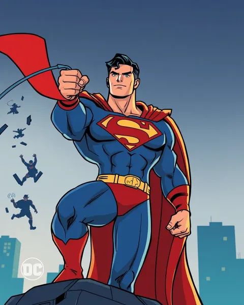 Photos de cartoon de Superman montrant des scènes d'action héroïque quotidiennes