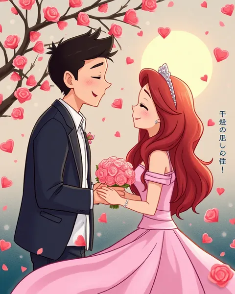 Photos de cartoon romantiques illustrent l'amour et le romance whimsical