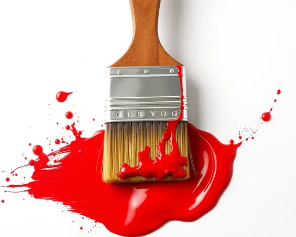 Pinceau avec peinture rouge image PNG