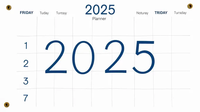 Planning calendrier 2025 : Une Année de Succès et de Productivité