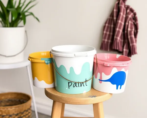 Poêles à peinture sur un tabouret graphiques