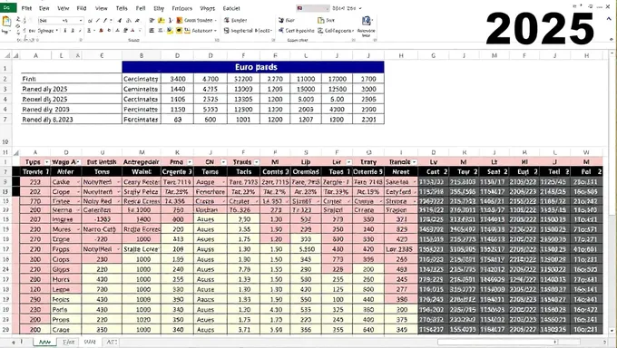 Rapport de projection financière pour Euro 2025 Excel