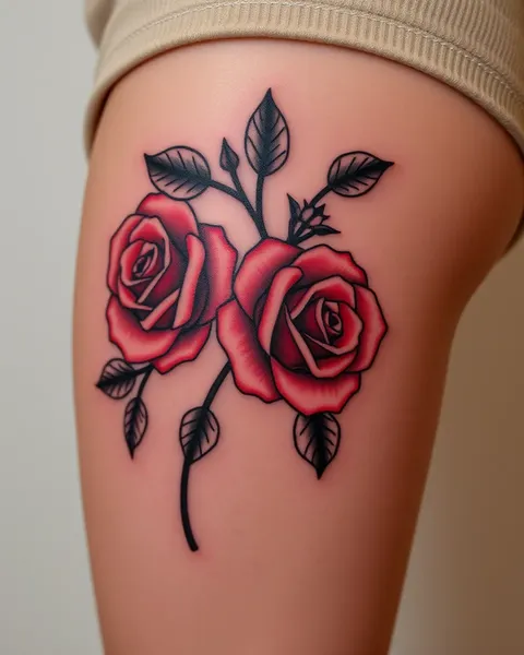 Roses et tatouages dans l'espace fémoral