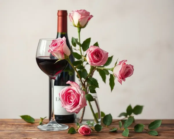 Roses sur fond de vin en design PNG