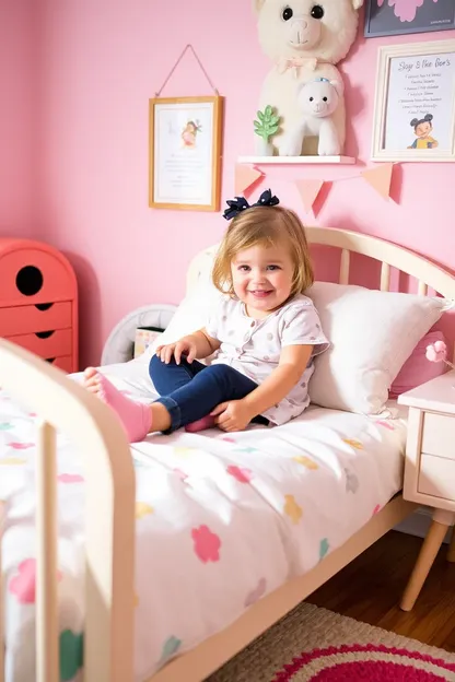 Routine de Nuit pour la Petite Fille au Lit d'Apprentissage