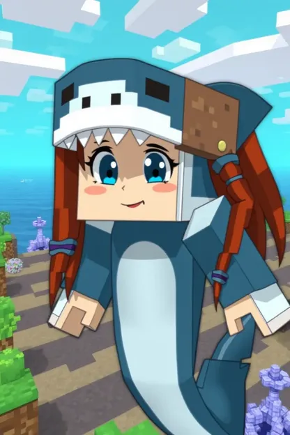 Selfie de Shark Girl Minecraft : L'amitié féroce entre requin et fille