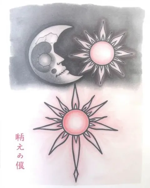 Signification derrière le symbole de la lune et du soleil tatoué