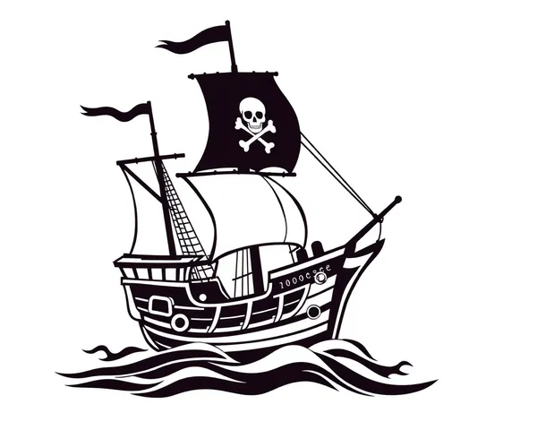 Silhouette d'un navire pirate en forme de contour PNG