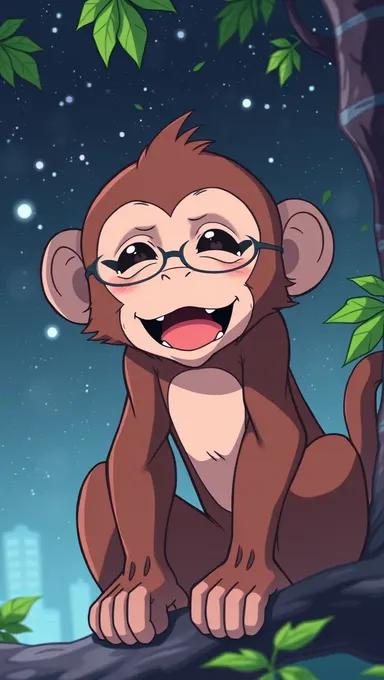 Singe anime sur les seins GIF : Blague amusante de singe anime aux seins