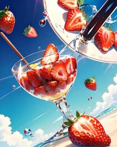 Soda à la fraise avec fruits volants