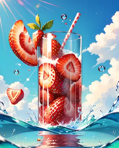 Soda à la fraise avec fruits volants