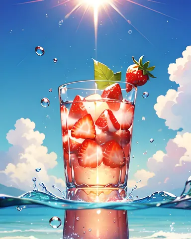 Soda à la fraise avec fruits volants