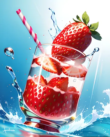 Soda à la fraise avec fruits volants