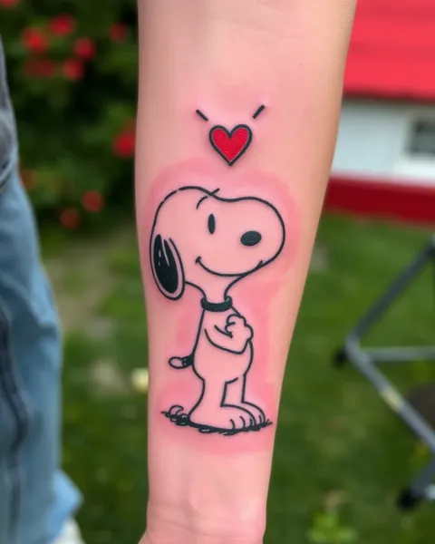 Tatouage Snoopy : icône animée encre