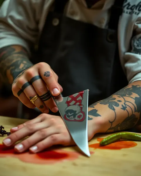 Tatouage couteau de chef comme symbole de carrière