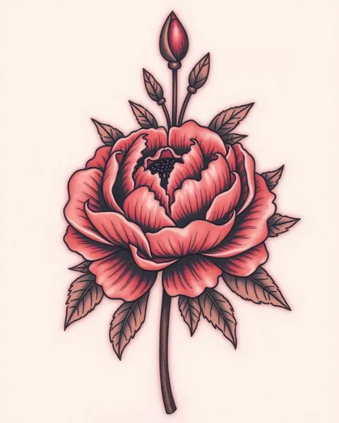 Tatouage de Fleur de Pivoine : Symbolisant la Bonne Fortune et la Prospérité