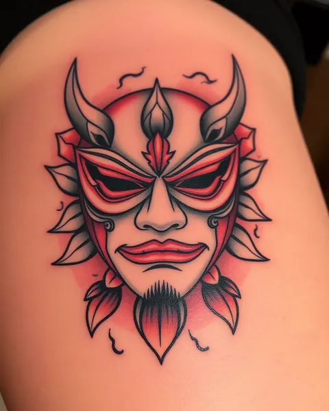 Tatouage de Masque Japonais : Appel Aesthétique