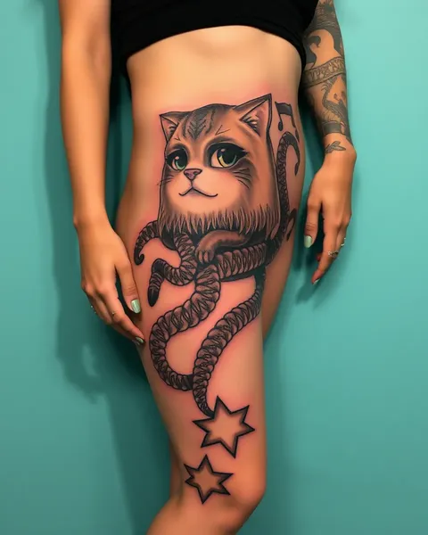 Tatouage de chatte tentaculaire pour le type aventureux