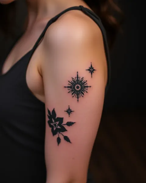 Tatouage de coude féminin avec des conceptions colorées