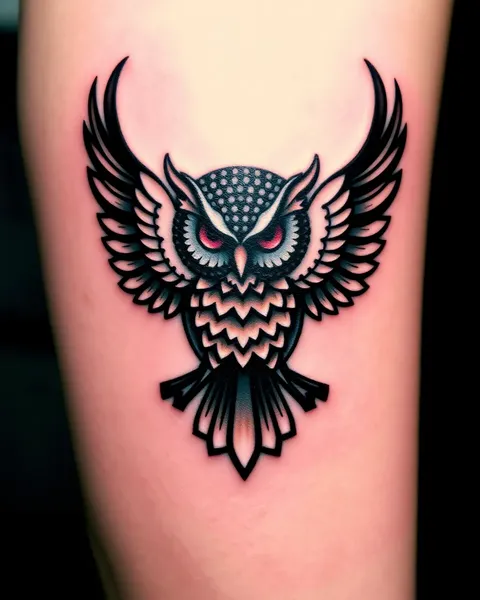 Tatouage de hibou symbole de sagesse et d'éveil