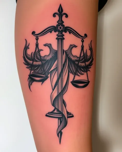 Tatouage de la balance : représentation de la justice et de l'équilibre