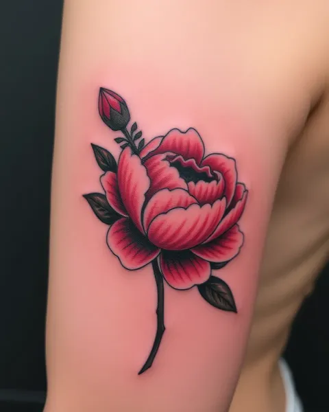 Tatouage de pivoine : symbolisant la bonne fortune et une vie heureuse