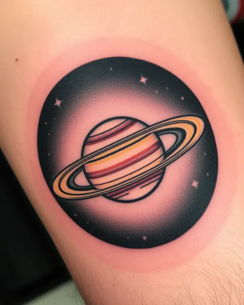 Tatouage du planète Saturne cosmique pour la manche