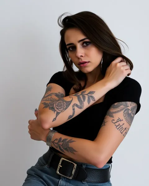 Tatouages de femme sur le bras avec histoire personnelle