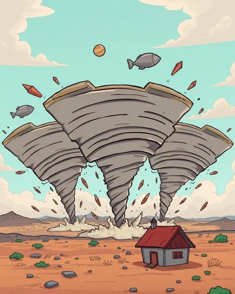 Tornades colorées en images de cartoon