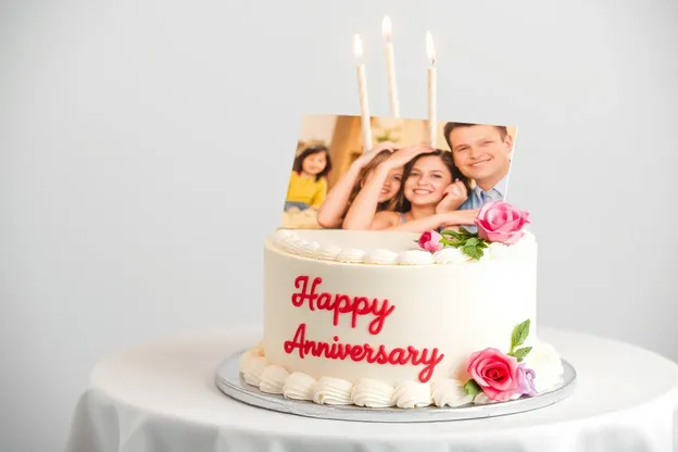 Un gâteau de photos pour l'anniversaire avec célébration joyeuse et souvenir gardien