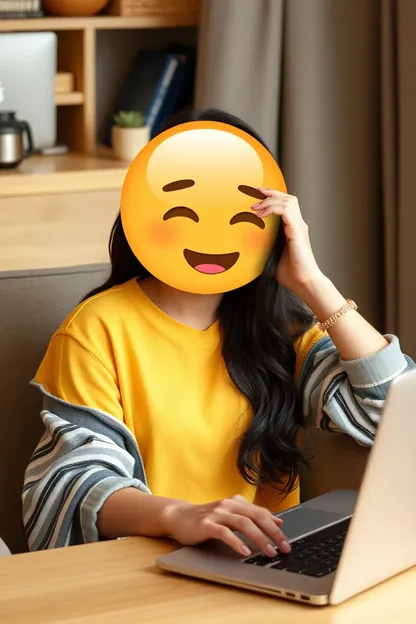 Une fille asiatique utilise un Memoji sur un ordinateur portable