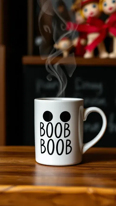 Une tasse en forme de seins seule sur la table