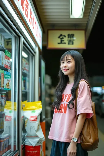 Visite de magasin de proximité par une fille de lycée