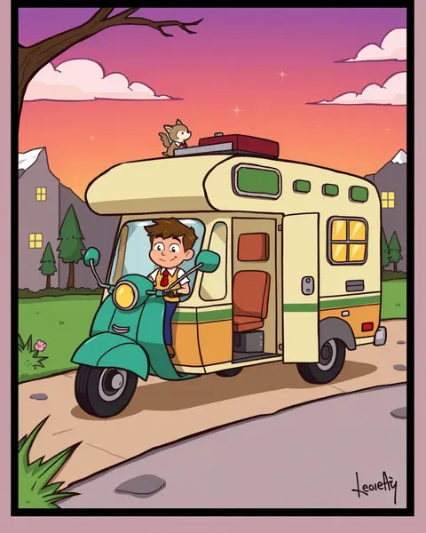 Vue d'images de camping-car animé pour inspiration créative